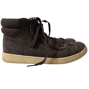 Ugg Women's Olive High Top Grey Suede Trainer‎ Sneakers Size 9 Retro Classic